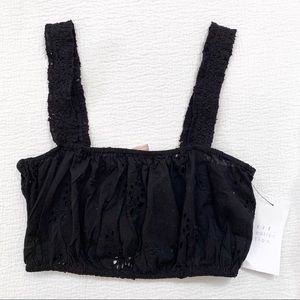 Zara Black Eyelet Crop Tank